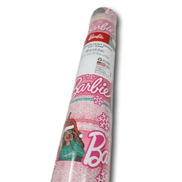 Christmas Holiday Winter Birthday Wrapping Paper Stripes Pink Car 100 sq ft - Picture 3 of 5